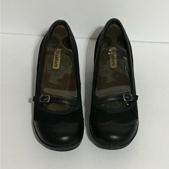 NWOT Skeckers Mary Jane Size 9.5 Black Wedge Shoes with Buckle Detail - Picture 2 of 7